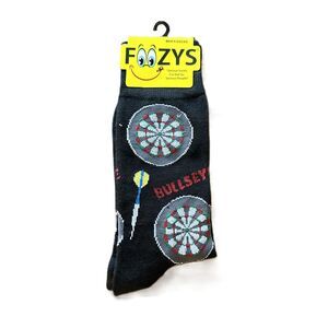 Foozys Black Printed Dartboard Pattern Crew Socks Mens One Size New